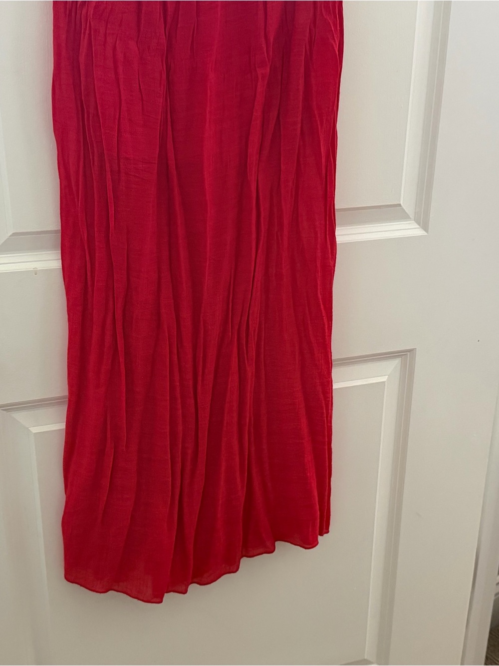 Strapless Ruffle Waist Red Maxi Dress - Picture 3 of 6